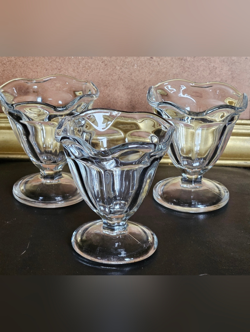 Vintage Anchor Hocking "Fountainware" Tulip-style Ice Cream Sundae Dishes Set 3